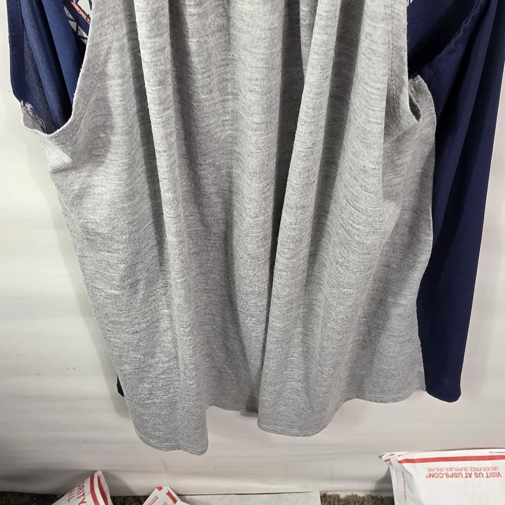 Rewind Navy Aztec Tank with Coral Straps and Gray Side Panels Size Xl - Picture 8 of 8